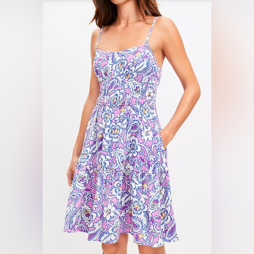 LOFT NWT Beach Paisley Gauze Strappy Mini Pocket Dress Size Medium Petite